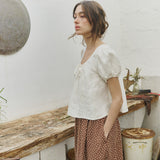 SION gathered linen skirt