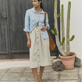 MARSEILLE linen front snap skirt