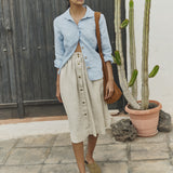 MARSEILLE linen front snap skirt