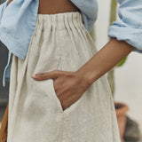 MARSEILLE linen front snap skirt