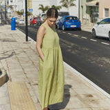 R: NAPA long linen dress (Color: Juniper Green; Size: XL - MAXI length)
