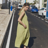 R: NAPA long linen dress (Color: Juniper Green; Size: XL - MAXI length)