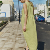 R: NAPA long linen dress (Color: Juniper Green; Size: XL - MAXI length)