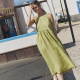 R: NAPA long linen dress (Color: Juniper Green; Size: XL - MAXI length)