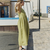R: NAPA long linen dress (Color: Juniper Green; Size: XL - MAXI length)
