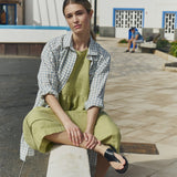 R: NAPA long linen dress (Color: Juniper Green; Size: XL - MAXI length)