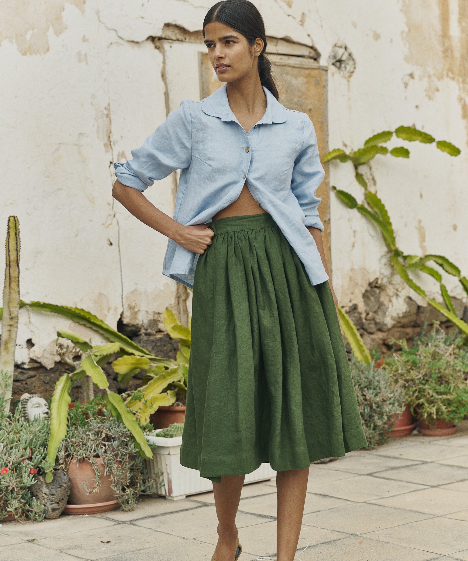 linen dresses and skirts Full Skirt Linen Dress (Iris)