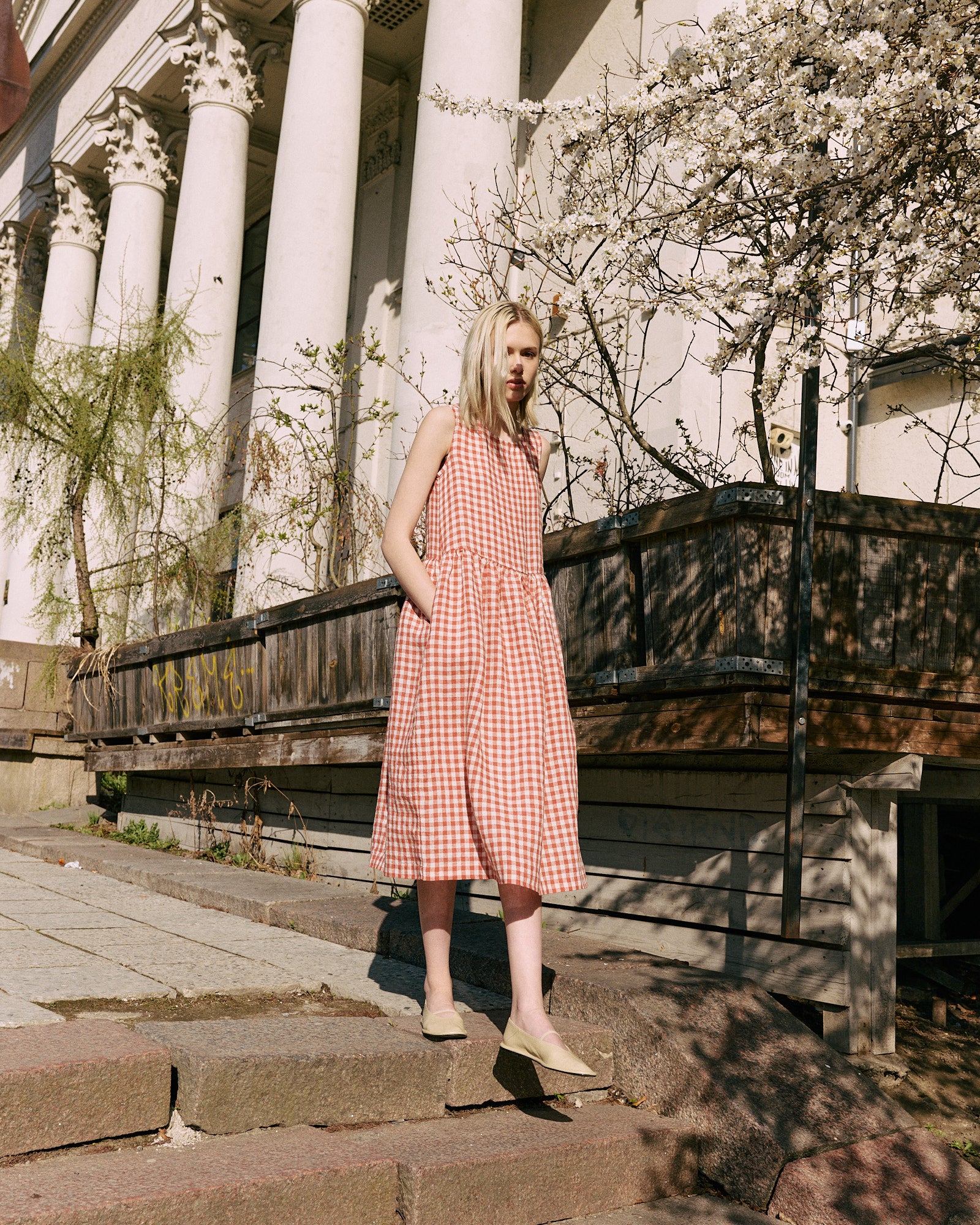 not perfect linen smock dress SALINA smocked waist linen dress