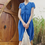 Midi BIANCA bow tie linen dress