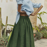 1950s CITY flat front linen skirt