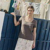 Alba scoop neck fitted linen top