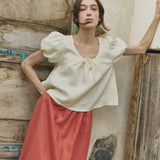 MILOS puff sleeve linen blouse