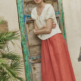 MILOS puff sleeve linen blouse