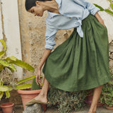 1950s CITY flat front linen skirt