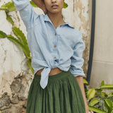 1950s CITY flat front linen skirt