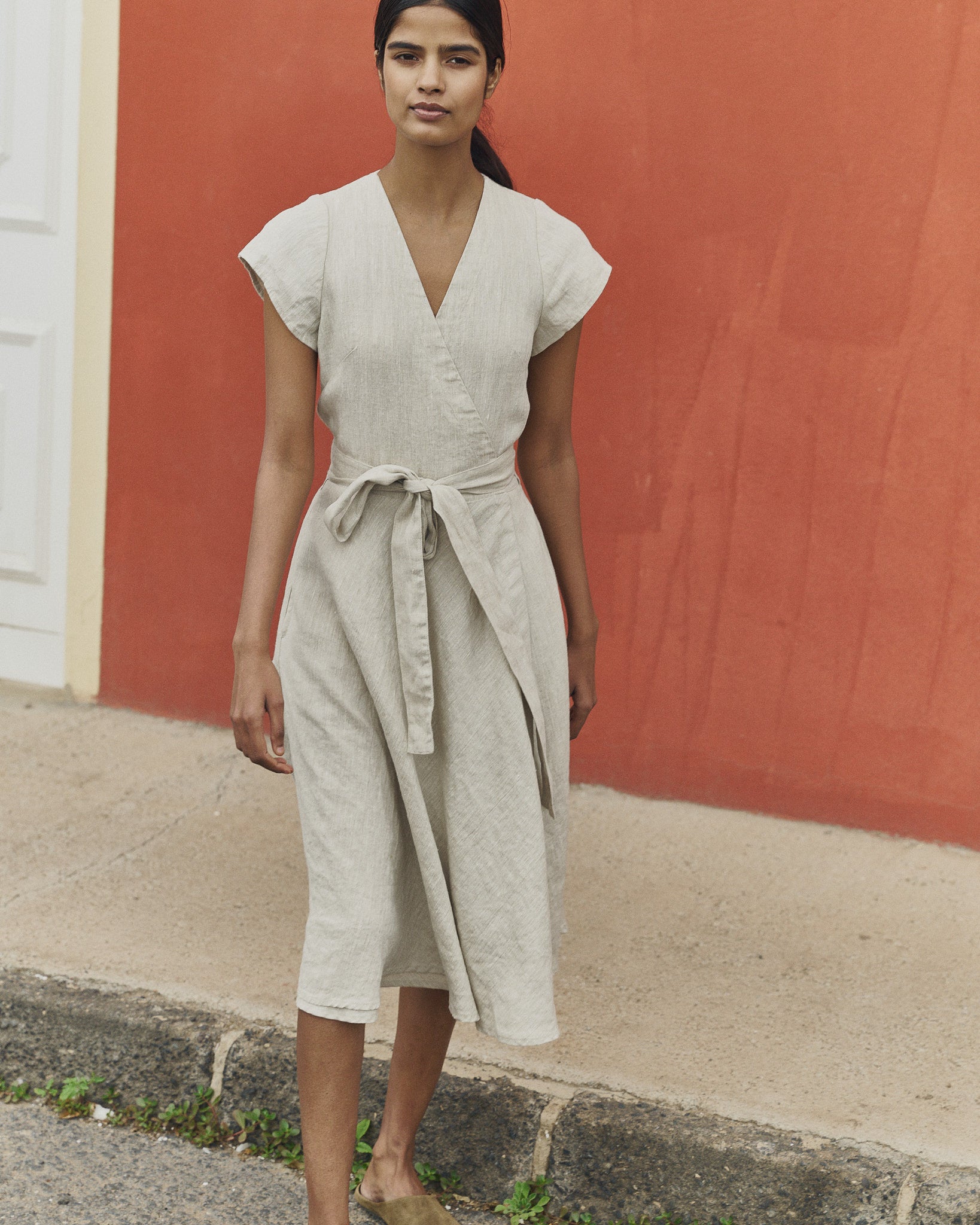 country road wrap linen dress Cotton Linen Country Road Wrap Linen Dress Country Road Cotton Linen Wrap Mini Dress In Walnut