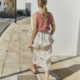 SION gathered linen skirt