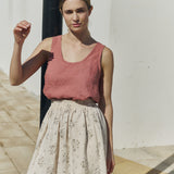 SION gathered linen skirt