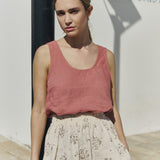 SION gathered linen skirt