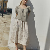 MILOS puff sleeve linen blouse