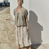 SION gathered linen skirt
