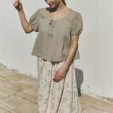 MILOS puff sleeve linen blouse