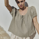 MILOS puff sleeve linen blouse