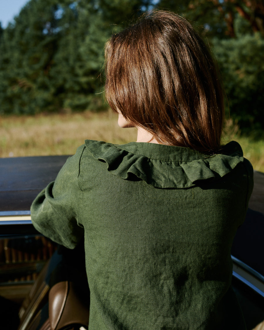 STRIPED BUTTON DOWN LINEN SHIRTS: BLACK