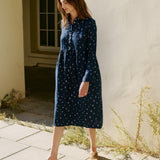 R: JASMINE classic collar linen dress (Size: M/L; Color: Heavy Beige)