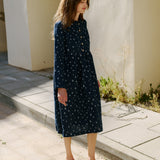 R: JASMINE classic collar linen dress (Size: M/L; Color: Heavy Beige)
