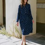 R: JASMINE classic collar linen dress (Size: M/L; Color: Heavy Beige)