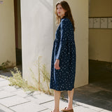 R: JASMINE classic collar linen dress (Size: M/L; Color: Heavy Beige)