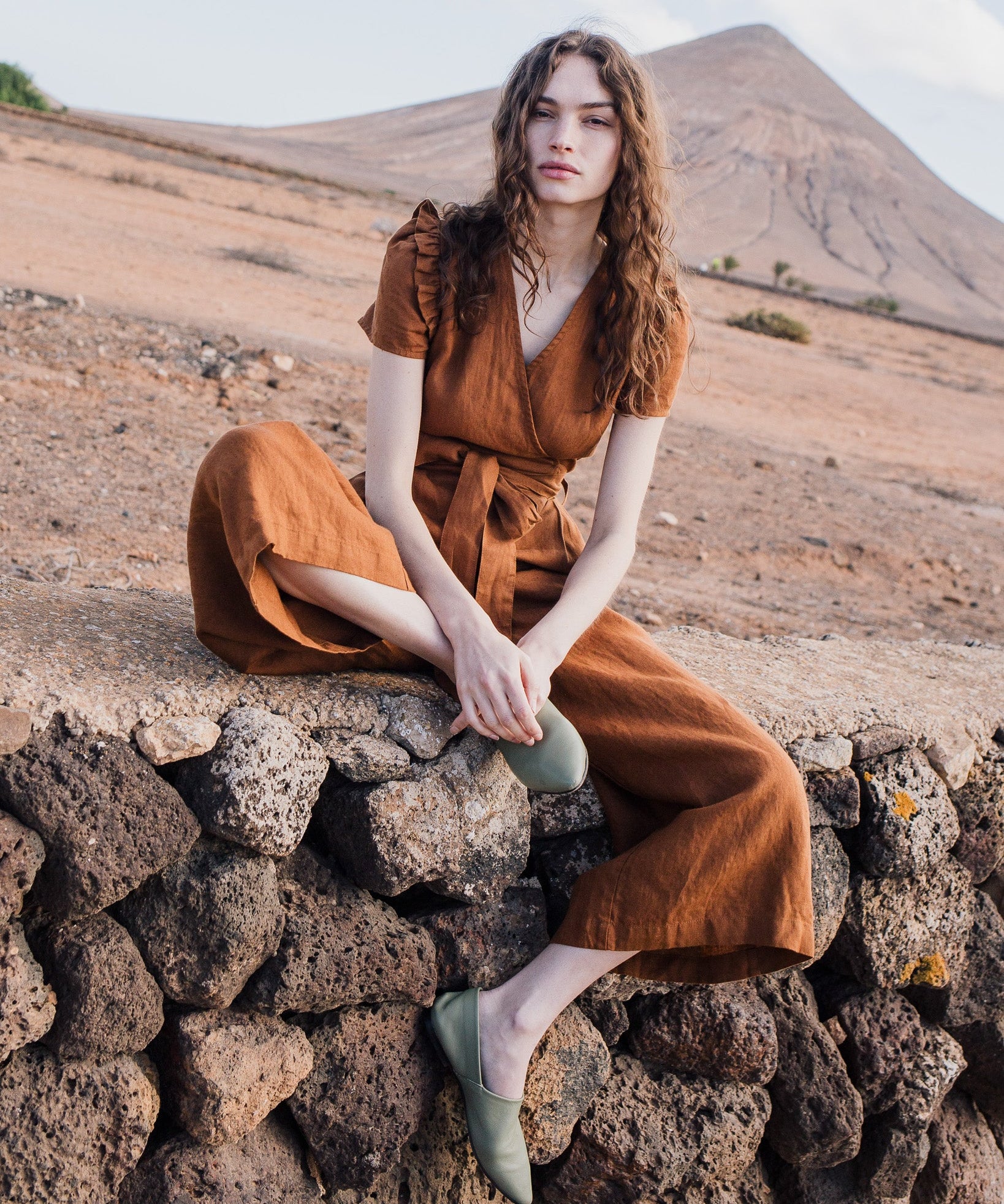 IVY wrap wide leg linen jumpsuit - notperfectlinen