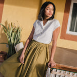 1950s CITY flat front linen skirt - notperfectlinen