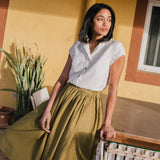 1950s CITY flat front linen skirt - notperfectlinen