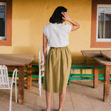 1950s CITY flat front linen skirt - notperfectlinen