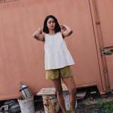 R: EZE linen peplum top (Size: S/M; Color: Beige)