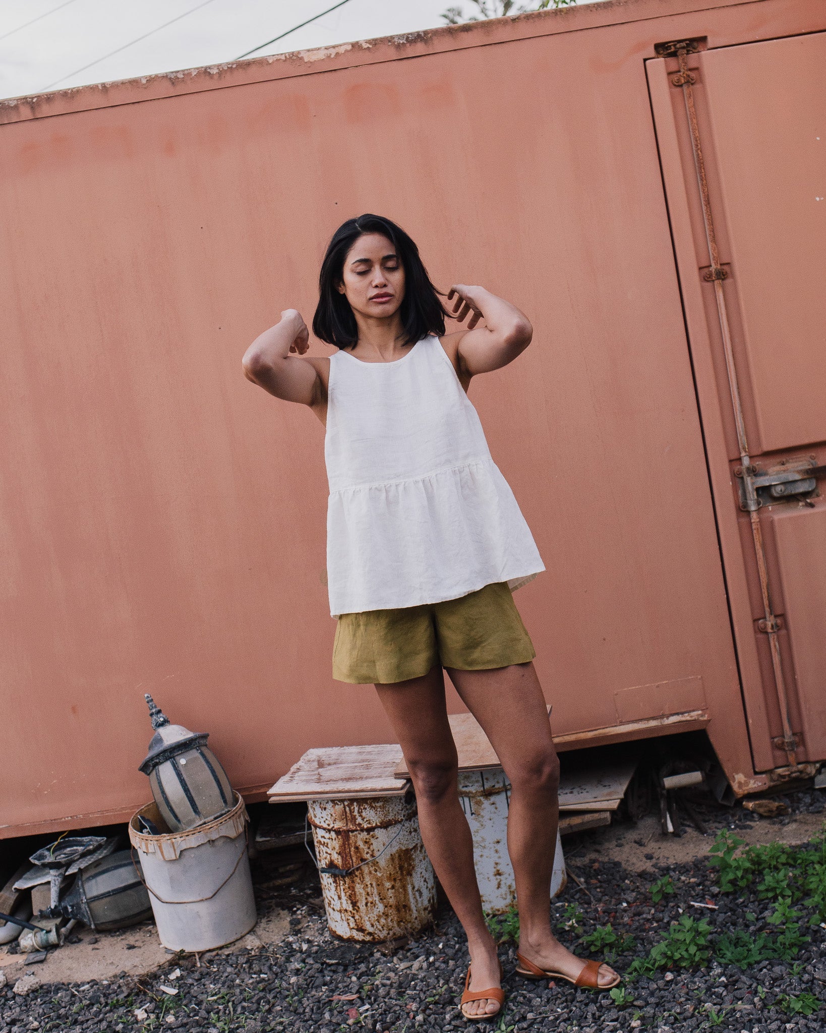 EZE linen peplum top - notperfectlinen