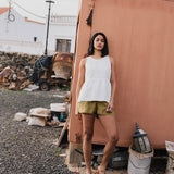 R: EZE linen peplum top (Size: S/M; Color: Beige)