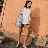 R: EZE linen peplum top (Size: S/M; Color: Beige)