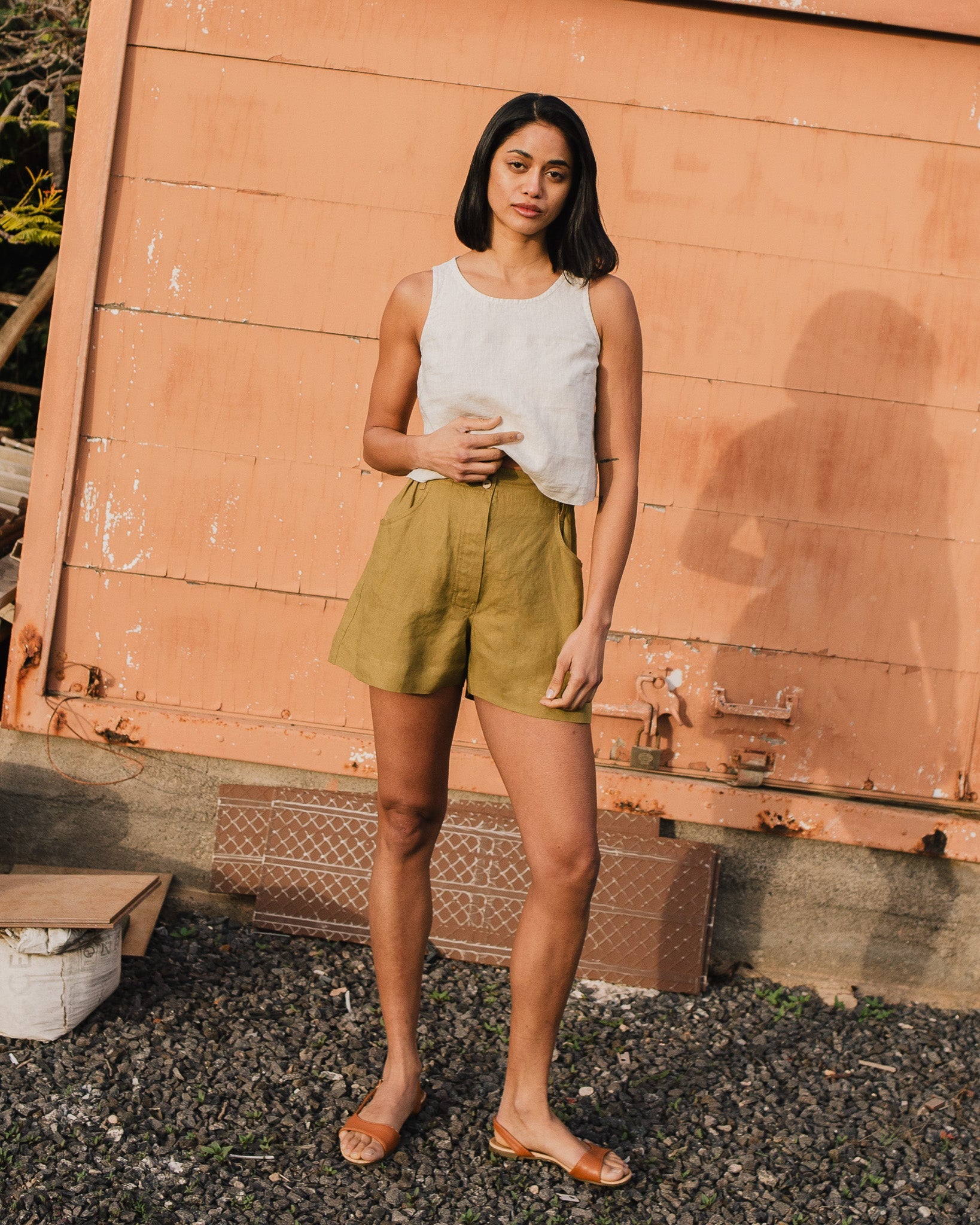 BAY cropped linen top - notperfectlinen