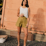 R: BAY cropped linen top (Size: XS; Color: White)