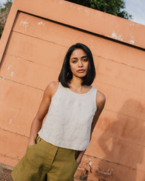 BAY cropped linen top - notperfectlinen