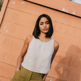 R: BAY cropped linen top (Size: XS; Color: White)