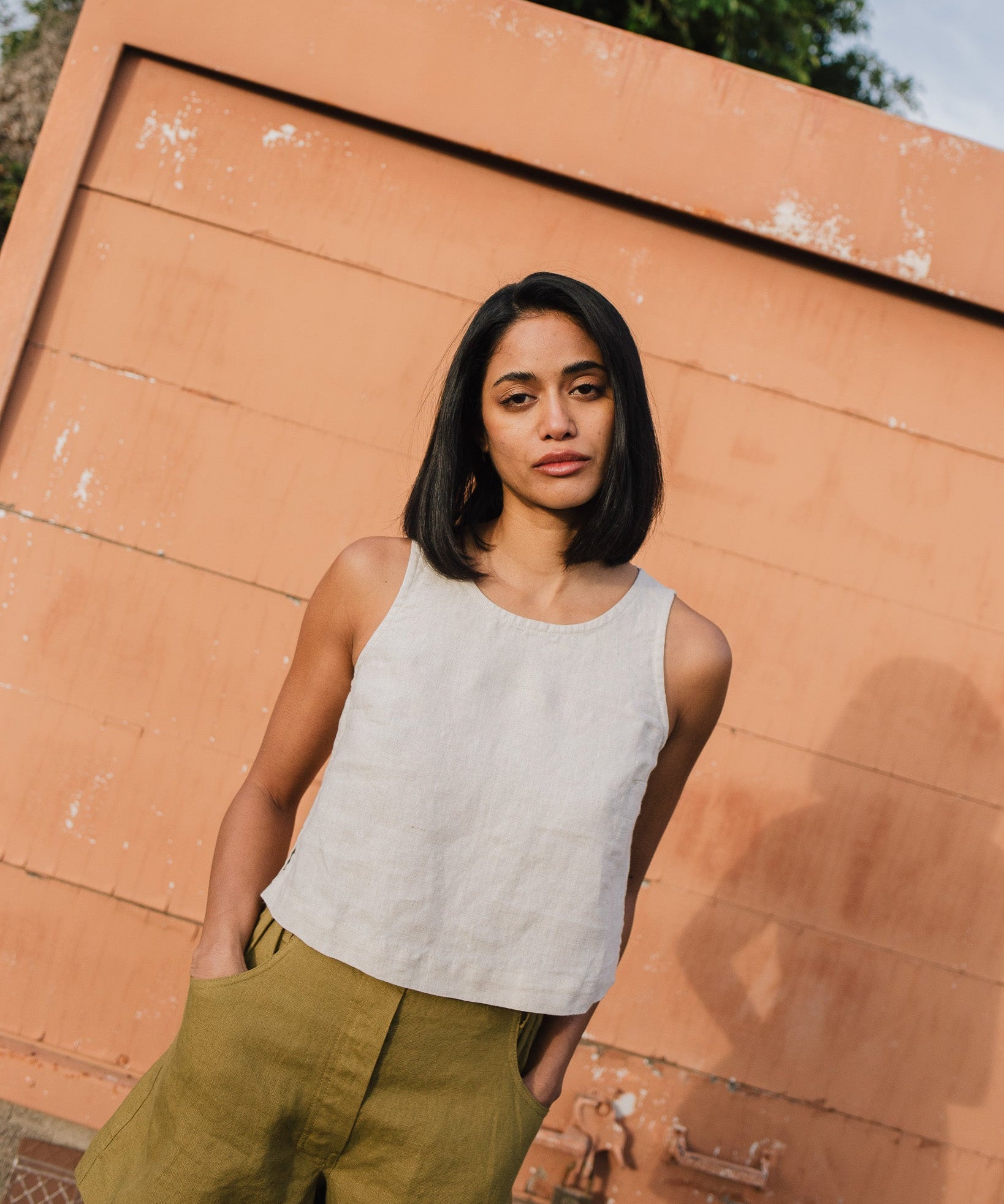 BAY cropped linen top - notperfectlinen