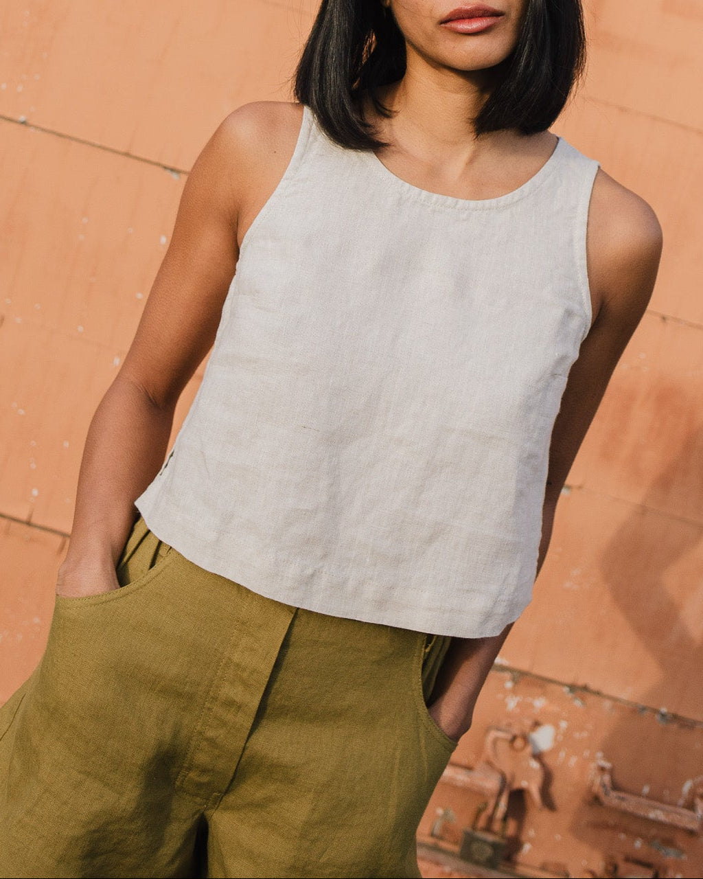 BAY cropped linen top - notperfectlinen