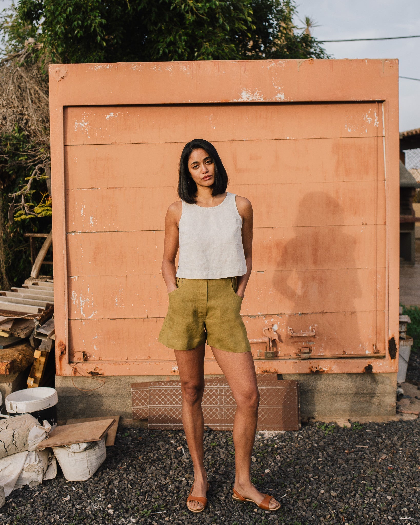 BAY cropped linen top - notperfectlinen