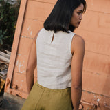 R: BAY cropped linen top (Size: XS; Color: White)