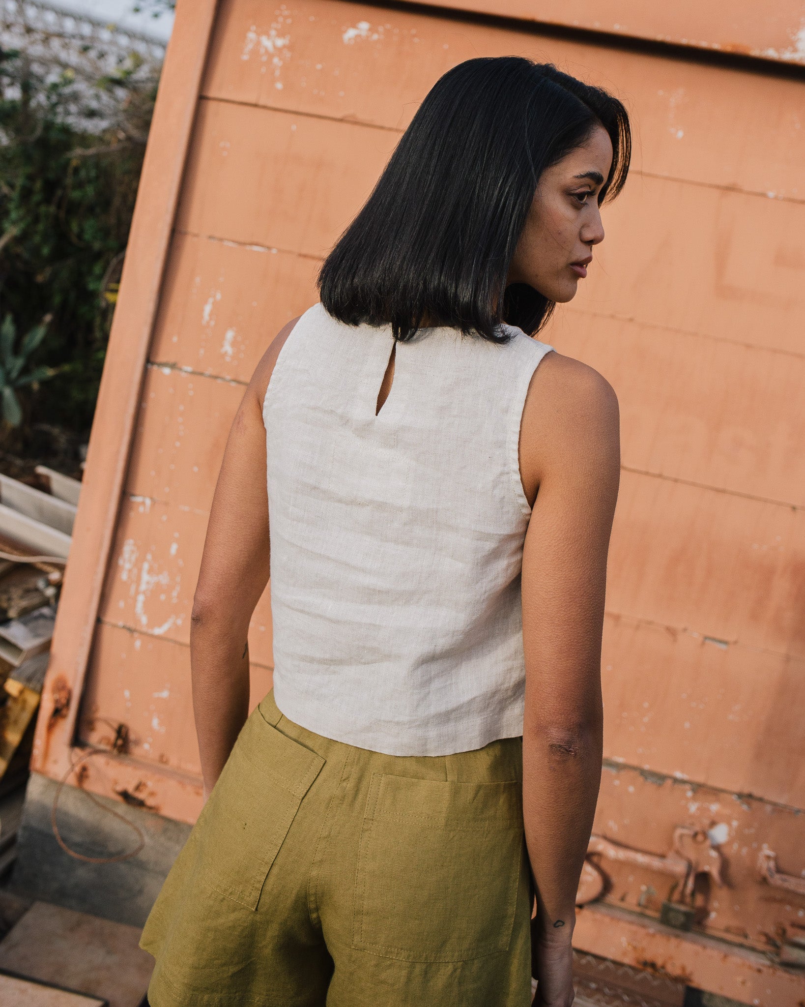 BAY cropped linen top - notperfectlinen
