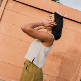 R: BAY cropped linen top (Size: XS; Color: White)